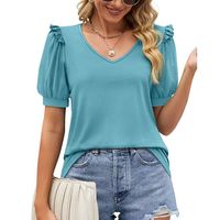 Women's T-shirt Short Sleeve T-shirts Pleated Fashion Solid Color main image 5