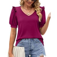 Women's T-shirt Short Sleeve T-shirts Pleated Fashion Solid Color main image 4