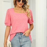 Women's T-shirt Short Sleeve T-shirts Pleated Fashion Solid Color main image 6