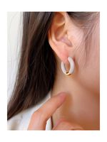 Simple Style Round Titanium Steel Enamel Earrings 1 Pair main image 5