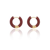 Simple Style Round Titanium Steel Enamel Earrings 1 Pair sku image 3