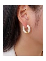 Simple Style Round Titanium Steel Enamel Earrings 1 Pair main image 3