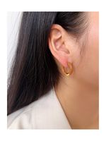 Simple Style Round Titanium Steel Enamel Earrings 1 Pair sku image 1