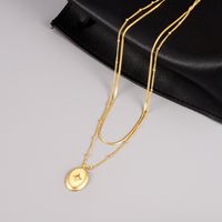 Simple Style Star Oval Titanium Steel Plating Layered Necklaces 1 Piece main image 1