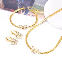 Fashion Butterfly Titanium Steel Plating Inlay Shell Bracelets Earrings Necklace main image 1