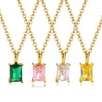 1 Piece Simple Style Square Stainless Steel Inlay Zircon Pendant Necklace main image 3