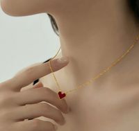 Fashion Heart Shape Titanium Steel Plating Acrylic Pendant Necklace main image 1