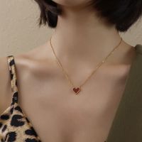 Fashion Heart Shape Titanium Steel Plating Acrylic Pendant Necklace sku image 1
