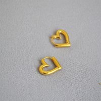 Simple Style Heart Shape Titanium Steel Plating Earrings 1 Pair main image 3