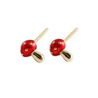 Simple Style Mushroom Sterling Silver Epoxy Ear Studs 1 Pair main image 5