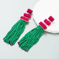 1 Pair Ethnic Style Tassel Alloy Beaded Gold Plated Women's Drop Earrings main image 4