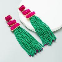 1 Pair Ethnic Style Tassel Alloy Beaded Gold Plated Women's Drop Earrings main image 7