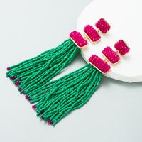 1 Pair Ethnic Style Tassel Alloy Beaded Gold Plated Women's Drop Earrings main image 3