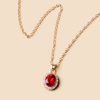 Simple Style Water Droplets Alloy Inlay Artificial Gemstones Women's Pendant Necklace main image 6