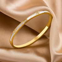 Elegant Geometric Titanium Steel Plating Shell Bangle main image 1