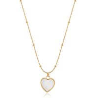 Simple Style Heart Shape Titanium Steel Inlay Gem Pendant Necklace 1 Piece main image 4