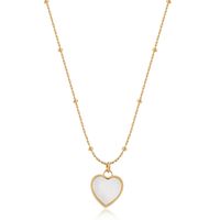 Simple Style Heart Shape Titanium Steel Inlay Gem Pendant Necklace 1 Piece sku image 2