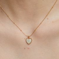 Simple Style Heart Shape Titanium Steel Inlay Gem Pendant Necklace 1 Piece main image 3