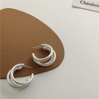 1 Pair Fashion C Shape Solid Color Copper Earrings main image 4