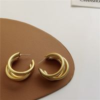 1 Pair Fashion C Shape Solid Color Copper Earrings sku image 1