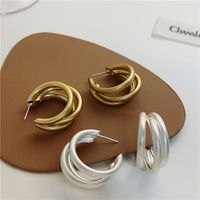 1 Pair Fashion C Shape Solid Color Copper Earrings main image 1