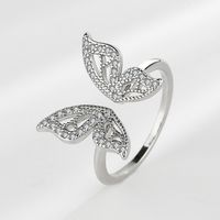 Shiny Butterfly Copper Gold Plated Silver Plated Zircon Open Ring In Bulk sku image 2