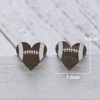 1 Pair Cute Animal Heart Shape Stainless Steel Wood Women's Ear Studs sku image 4