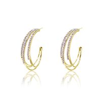 Fashion Geometric Copper Inlay Rhinestones Hoop Earrings 1 Pair main image 3