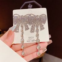 1 Pair Fashion Bow Knot Alloy Copper Inlay Rhinestones Women's Drop Earrings sku image 1