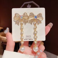1 Pair Fashion Bow Knot Alloy Copper Inlay Rhinestones Women's Drop Earrings main image 2