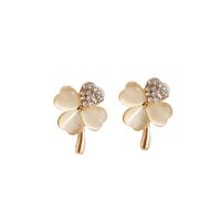 1 Pair Simple Style Leaf Alloy Inlay Artificial Gemstones Women's Ear Studs main image 3