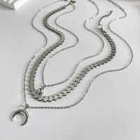 3 Pieces Fashion Moon Alloy Inlay Artificial Diamond Women's Layered Necklaces main image 5