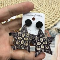 1 Pair Ethnic Style Color Block Star Wood Stoving Varnish Women's Chandelier Earrings main image 1