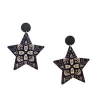 1 Pair Ethnic Style Color Block Star Wood Stoving Varnish Women's Chandelier Earrings main image 5