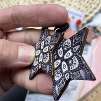 1 Pair Ethnic Style Color Block Star Wood Stoving Varnish Women's Chandelier Earrings main image 4