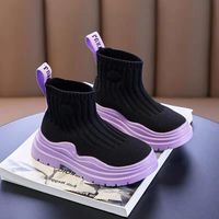 Kid's Fashion Solid Color Round Toe Sock Boots main image 3