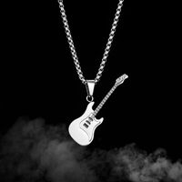 Hip-hop Cool Style Guitar Stainless Steel Titanium Steel Plating Pendant Necklace 1 Piece main image 3