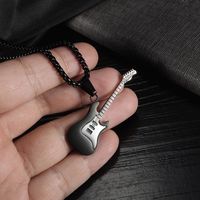 Hip-hop Cool Style Guitar Stainless Steel Titanium Steel Plating Pendant Necklace 1 Piece main image 2