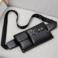 Men's Fashion Solid Color Pu Leather Waterproof Waist Bags main image 5