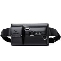 Men's Fashion Solid Color Pu Leather Waterproof Waist Bags main image 3