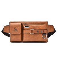 Men's Fashion Solid Color Pu Leather Waterproof Waist Bags sku image 1