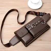Men's Fashion Solid Color Pu Leather Waterproof Waist Bags main image 1