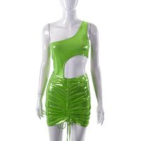 Fashion Solid Color Spandex Polyester Patchwork Skirt Sets sku image 2