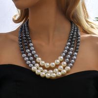 1 Piece Fashion Round Artificial Pearl Alloy Beaded Women's Layered Necklaces main image 5