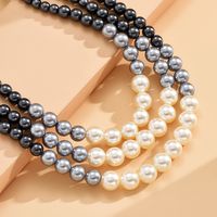 1 Piece Fashion Round Artificial Pearl Alloy Beaded Women's Layered Necklaces main image 3