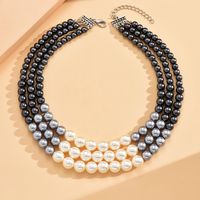 1 Piece Fashion Round Artificial Pearl Alloy Beaded Women's Layered Necklaces main image 4