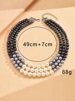 1 Piece Fashion Round Artificial Pearl Alloy Beaded Women's Layered Necklaces main image 2