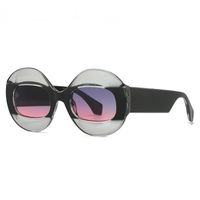 Fashion Leopard Pc Round Frame Patchwork Full Frame Women's Sunglasses sku image 3