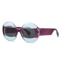 Fashion Leopard Pc Round Frame Patchwork Full Frame Women's Sunglasses sku image 5