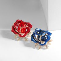 Fashion Rose Alloy Enamel Hollow Out Inlay Rhinestones Glass Women's Brooches main image 1